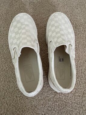 Vans Checkerboard Slip-On Sneakers - Cream/Off-White